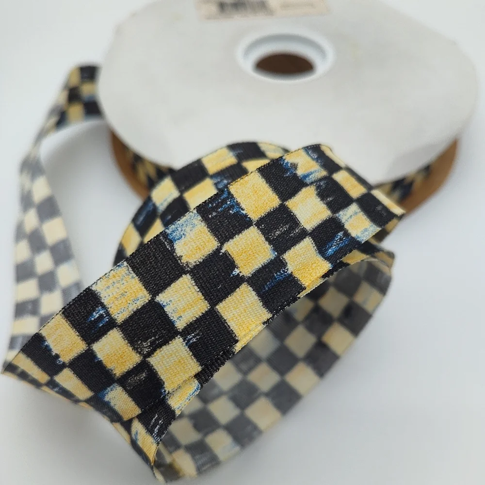 MACKENZIE CHILDS Courtly Check Ribbon 1in 10yd Retired Taffeta Trim